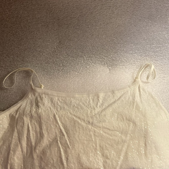 Ann Taylor White Sequin Design Stretch Camisole & Adjustable Straps - Size XL - Picture 13 of 14